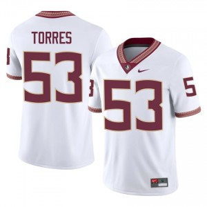 White Brandon Torres #53 FSU Seminoles Jersey | Men College Football Pro-Grade Stitched 64170736