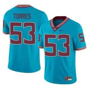 Brandon Torres #53 Seminoles Jersey | Genuine Turquoise NCAA Football Men Stitch 72760226