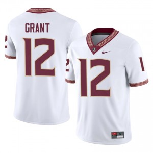 White Michael Grant #12 Seminoles Jersey | Men College Football Pro-Grade Stitched 70688801