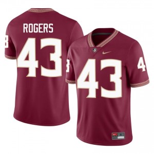 #43 Trent Rogers FSU Seminoles Garnet Jersey | Licensed Embroidery Men High School Football Gear 79134583