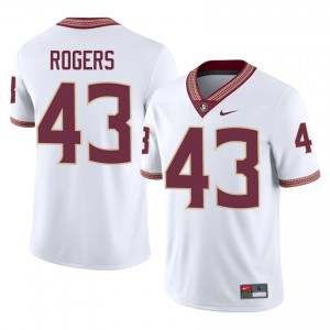 White Trent Rogers #43 Seminoles Jersey | Men University Football Top-Tier Stitched 93675213
