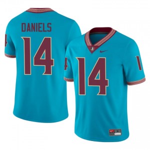 FSU Noles Ashton Daniels #14 Turquoise Jersey | Fresh Swen High School Football Men Apparel 83939582