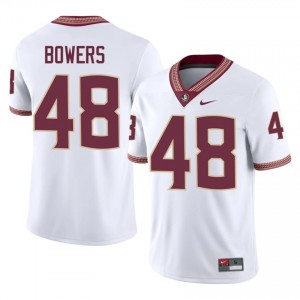Caleb Bowers #48 Seminoles Jersey | Moisture Wicking White High School Football Men Stitched 85658775