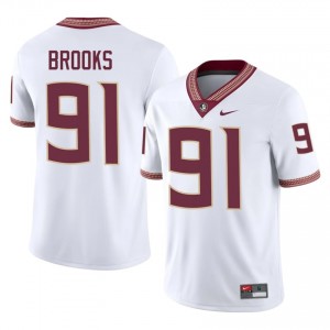 #91 Cam Brooks FSU White Jersey | Pro Cut Stitched Men NCAA Football Gear 40374752