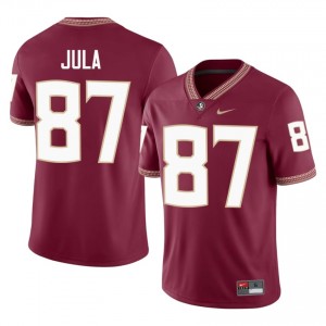 #87 Carter Jula FSU Seminoles Garnet Jersey | Licensed Embroidery Men High School Football Gear 67589157
