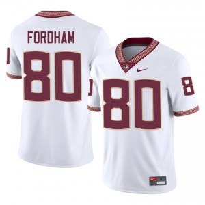 #80 Corbyn Fordham FSU White Jersey | Officially Licensed Stitched Men University Football Gear 88043320