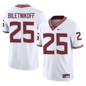 #25 Fred Biletnikoff FSU Seminoles White Jersey | Officially Licensed Stitched Men University Football Gear 15097391