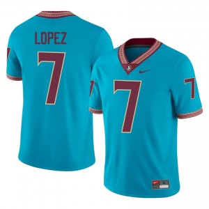 FSU Noles Jasen Lopez #7 Turquoise Jersey | Premium Swen NCAA Football Men Apparel 49901439
