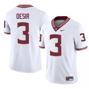 FSU Noles Mandrell Desir #3 White Jersey | Elite Stitched Player Football Men Apparel 59972382