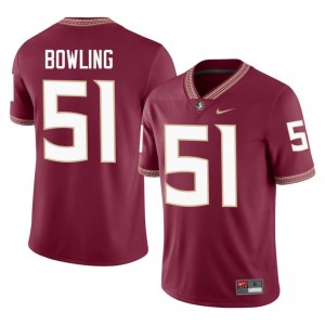 Paul Bowling #51 Seminoles Jersey | Genuine Garnet NCAA Football Men Embroidery 58482004