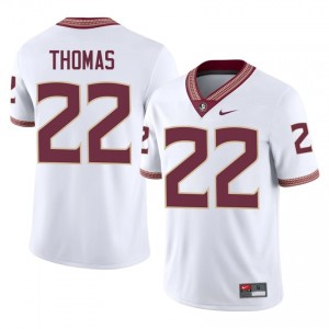 White Zae Thomas #22 FSU Seminoles Jersey | Men College Football Pro-Grade Stitched 82193540