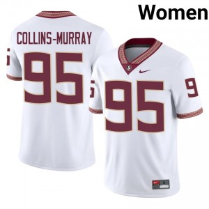 #95 Christian Collins-Murray FSU White Jersey | Pro Cut Stitched Women NCAA Football Gear 80902736