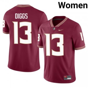 #13 Deamontae Diggs FSU Garnet Jersey | Pro Cut Embroidery Women NCAA Football Gear 15351702