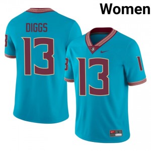 Deamontae Diggs #13 Seminoles Jersey | Moisture Wicking Turquoise High School Football Women Stitch 63020172