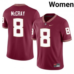 #8 Deante McCray FSU Seminoles Garnet Jersey | Iconic Embroidery Women College Football Gear 51838630