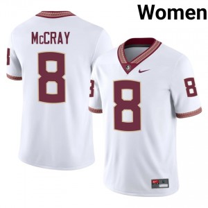 White Deante McCray #8 Seminoles Jersey | Women NCAA Football Essential Stitched 13609826