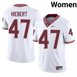 White Donny Hiebert #47 FSU Seminoles Jersey | Women NCAA Football Essential Stitched 53249156