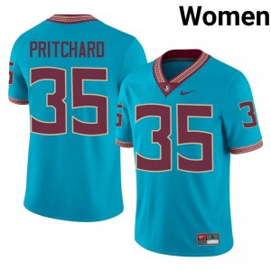 Ethan Pritchard #35 Florida State Seminoles Jersey | Genuine Turquoise NCAA Football Women Stitch 26934744