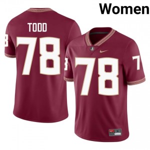 Garnet Jayden Todd #78 FSU Seminoles Jersey | Women NCAA Football Essential Embroidery 98993841