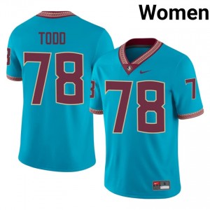 FSU Noles Jayden Todd #78 Turquoise Jersey | Fresh Swen High School Football Women Apparel 18154240