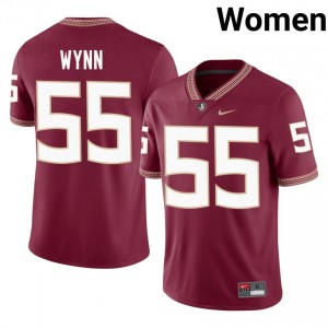 Garnet Kevin Wynn #55 Seminoles Jersey | Women College Football Pro-Grade Embroidery 72952275