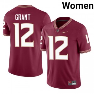 Florida State Michael Grant #12 Garnet Jersey | Elite Embroidery Player Football Women Apparel 15476030