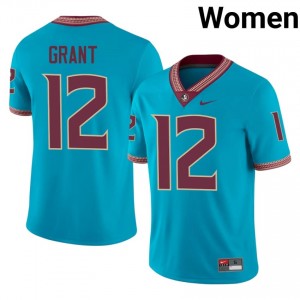 Turquoise Michael Grant #12 FSU Seminoles Jersey | Women University Football Top-Tier Swen 93024919