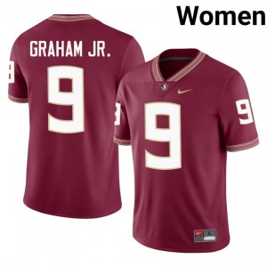 Omar Graham Jr. #9 Florida State Seminoles Jersey | Moisture Wicking Garnet High School Football Women Embroidery 92336473