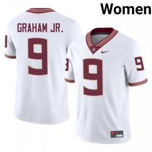 Florida State Omar Graham Jr. #9 White Jersey | Durable Stitched University Football Women Apparel 29634776