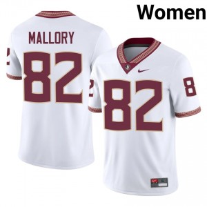 FSU Noles Teriq Mallory #82 White Jersey | Premium Stitched NCAA Football Women Apparel 86647748