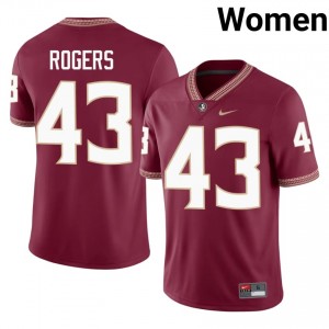Florida State Trent Rogers #43 Garnet Jersey | Premium Embroidery NCAA Football Women Apparel 49764920