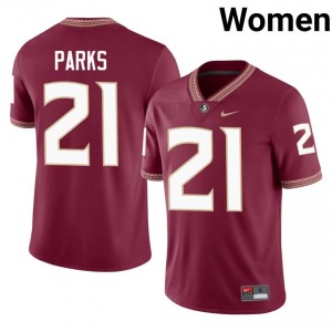 Garnet Zay Parks #21 Seminoles Jersey | Women NCAA Football Essential Embroidery 11978059