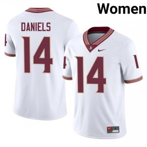 White Ashton Daniels #14 Seminoles Jersey | Women College Football Pro-Grade Stitched 28671582