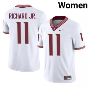 CJ Richard Jr. #11 Seminoles Jersey | Moisture Wicking White High School Football Women Stitched 87895184