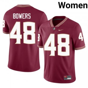 #48 Caleb Bowers FSU Seminoles Garnet Jersey | Iconic Embroidery Women College Football Gear 18463249