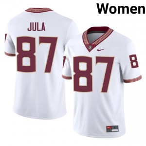 #87 Carter Jula FSU White Jersey | Authentic Stitched Women Player Football Gear 30543243