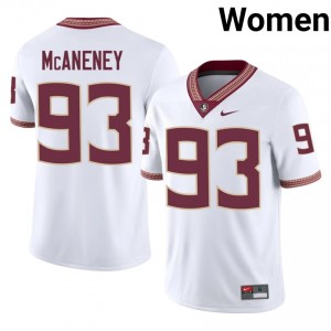 White Conor McAneney #93 Seminoles Jersey | Women Player Football Classic Stitched 45890210