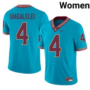 FSU Noles DJ Uiagalelei #4 Turquoise Jersey | Fresh Swen High School Football Women Apparel 35076522