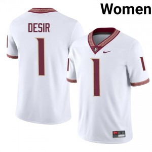 #1 Darryll Desir FSU Seminoles White Jersey | Authentic Stitched Women Player Football Gear 22827663