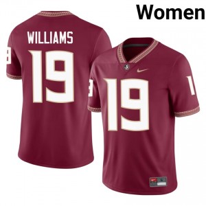 Darryon Williams #19 Seminoles Jersey | Moisture Wicking Garnet High School Football Women Embroidery 36071290