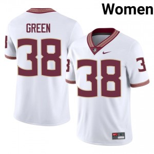#38 Daylen Green FSU White Jersey | Pro Cut Stitched Women NCAA Football Gear 34026046