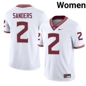 #2 Deion Sanders FSU White Jersey | Pro Cut Stitched Women NCAA Football Gear 85820679