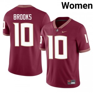 Garnet Derrick Brooks #10 FSU Seminoles Jersey | Women High School Football Limited Embroidery 64364312