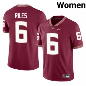 Desirrio Riles #6 Seminoles Jersey | Elite Thread Garnet University Football Women Embroidery 45451585