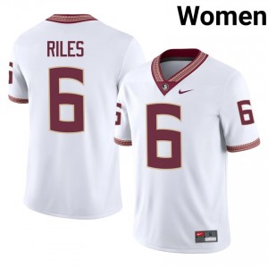 FSU Noles Desirrio Riles #6 White Jersey | Exclusive Stitched College Football Women Apparel 47576893
