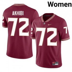 Donald Akhibi #72 Florida State Seminoles Jersey | Gameday Garnet College Football Women Embroidery 39408078