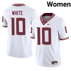 Florida State EJ White #10 White Jersey | Premium Stitched NCAA Football Women Apparel 57478500