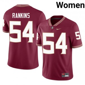 Earnest Rankins #54 Florida State Seminoles Jersey | Moisture Wicking Garnet High School Football Women Embroidery 75886761