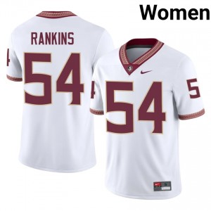Florida State Earnest Rankins #54 White Jersey | Durable Stitched University Football Women Apparel 97789331