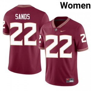 #22 Gemari Sands FSU Seminoles Garnet Jersey | Pro Cut Embroidery Women NCAA Football Gear 46859852